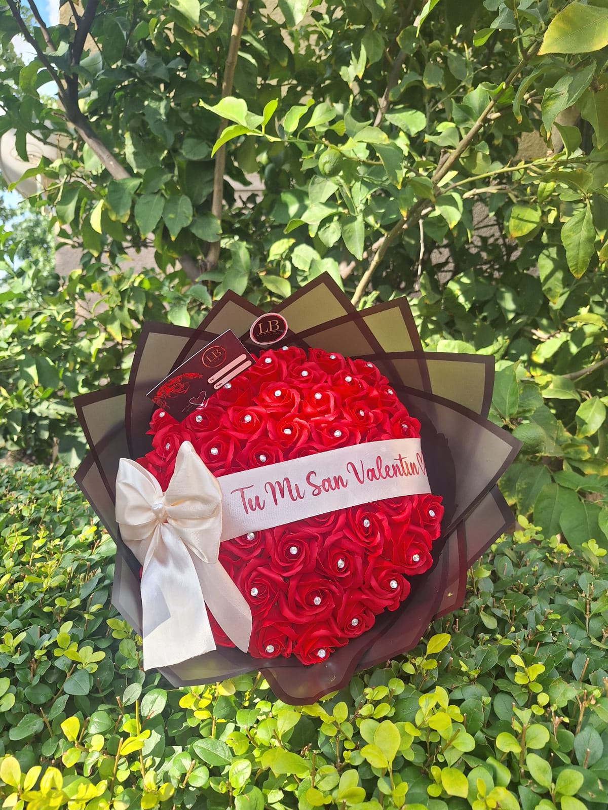 Tu mi San Valentin / Ramo de 50 rosas eternas