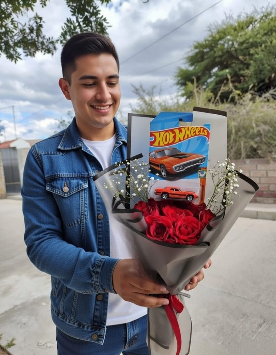 Ramo de Rosas con Hotwheels